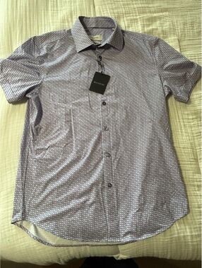 NWT Bugatchi Miles OoohCotton Short Sleeve Shirt